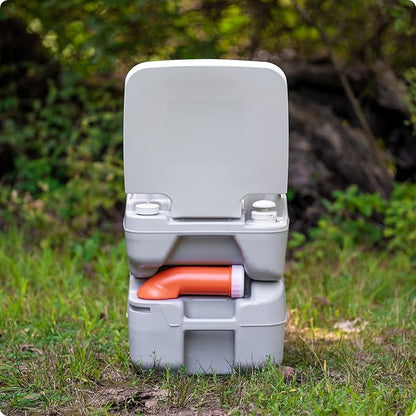 Portable Toilet – Compact Indoor & Outdoor Commode w/Travel Bag for Camping, RV, Boat – Piston Pump Flush, 6 Gallon Waste Tank, Built-In Pour Spout & Washing Sprayer for Easy Cleaning