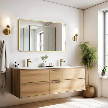 Vanity Bathroom Mirror, 50”x30” Gold Bathroom Mirror for Over Sink | HD Tempered Glass, Anti-Rust Frame, Vertical or Horizontal, Wall Mirrors for Bathroom Sink, Living Room, Entryway, Bedroom
