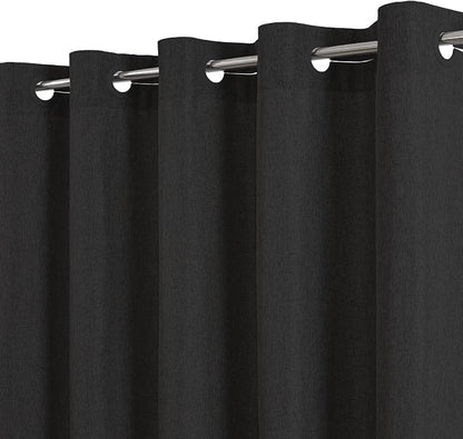 Extra Long No Hooks & No Liner Needed Fabric Shower Curtain,71"Wx86"L,Black | Linen Texture,100% Waterproof TPU Laminated Layer,Bottom Magnets,Machine Washable,Hotel Style Bathroom Curtain For Shower,Tub