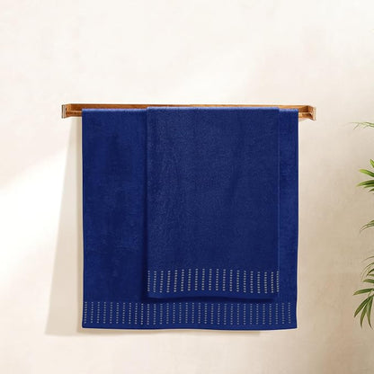 Cotton 2 Pack Oversized Bath Towel Set 28x55 inches, Large Bath Towels, Ultra Absorbant Compact Quickdry & Lightweight Towel, Ideal for Gym Travel Camp Pool - Navy Blue