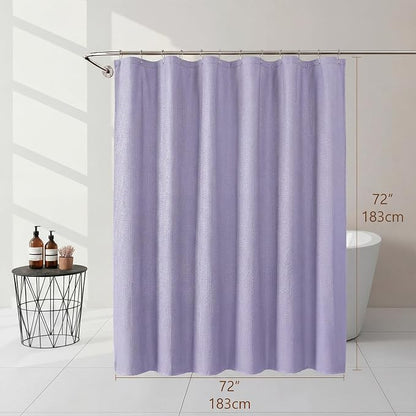 Shower Curtains for Bathroom, Waffle Embossed Textured Soft Fabric Hotel Shower Bath Curtain, Modern Polyester Water Repellent Machine Washable Bath Decor, Lavender, 72Wx72L Inches