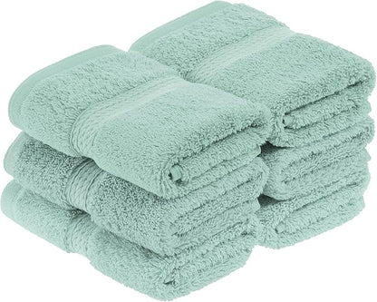 Superior Egyptian Cotton Plush & Absorbent, Face Towel Set of 6, Sea Foam | Quick Dry, Soft Luxury Towel Set, Bath Essentials for Bathroom, Guest Bath, Spa, 2 Piece Face, Madeline Towels