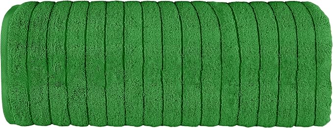 Elegant Comfort 100% Turkish Cotton Corduroy Ribbed Luxury Jumbo Bath Towel Ultra Soft - 35 x 70 Inch - Luxury Spa Premium Hotel Quality Highly Absorbent and Quick Dry Large Bath Towel, Emerald Green