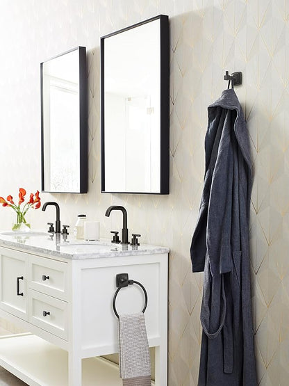 Amerock BH36092MB | Matte Black Towel Ring | 7-9/16 in (192 mm) Length Towel Holder | Stature | Hand Towel Holder for Bathroom Wall | Small Kitchen | Bath Accessories