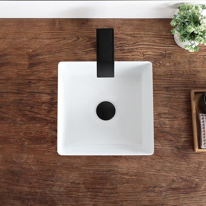 14 Inch Small Undermount Bathroom Sink White Square,Overflow Type | Ceramic Under Counter Bathroom Sink for Cabinet Porcelain Vanity Sinks(13.8"x13.8")