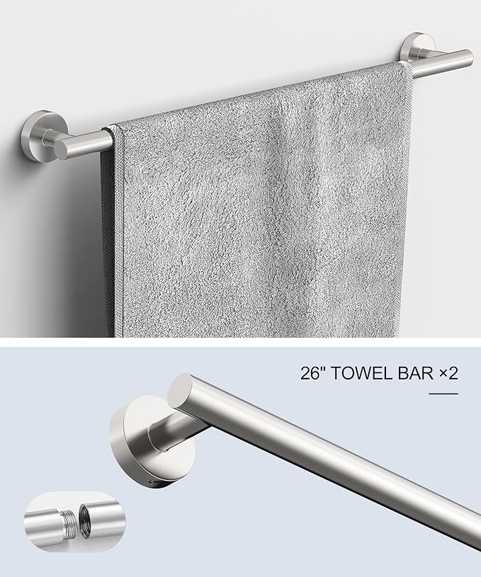 12 Pcs Brushed Nickel Bathroom Hardware Accessories Set | SUS304 Stainless Steel Bath Towel Bar Set, Toilet Paper Holders, Towel Rings Racks, Robe Towel Hooks by HOMEMYSTIQUE