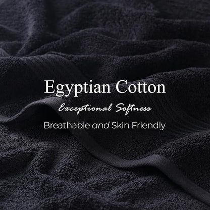 Superior Egyptian Cotton 9-Piece Towel Set, Assorted Towels for Home Bathroom, Guest Bath Decor Essentials, Includes 3 Bath, 3 Hand, 3 Face Towels/Washcloths, Quick Dry, Absorbent - Black