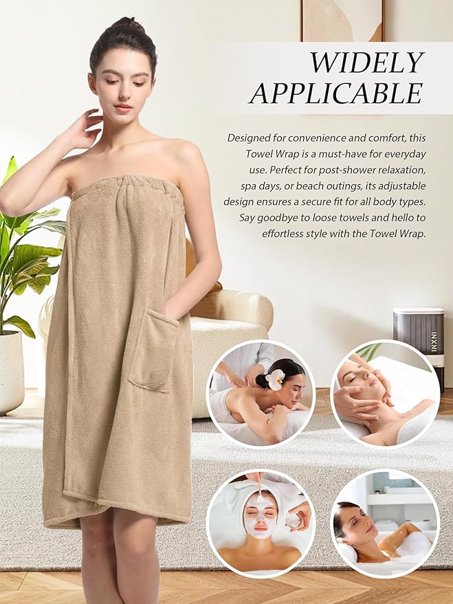 Women'S Soft Wrap Towel Full Length，Bath Robe After Shower Female Plush Long，Spa Bathrobes Lightweight With Pockets