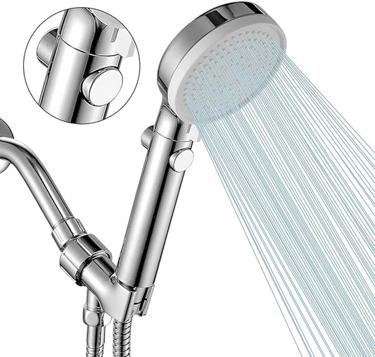 Shower Head with Handheld Shower Head with ON/Off Switch 3-Modes | High Pressure Shower Head with Hose, Chrome Finish, 60inches Hose