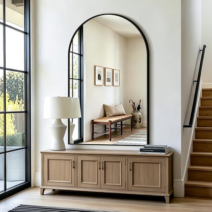 Arched Bathroom Vanity Mirror for Over Sink, 55”x35”, Black | HD Tempered Glass, Anti-Rust Metal Frame, Hanging or Leaning, Wall Mirrors for Bathroom Sink, Bedroom, Living Room, Entryway