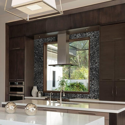 Black Tile Backsplash Pebble Tile Metal Mosaic Tiles for Kitchen Backsplash Bathroom Shower Floor【5 Sheets】