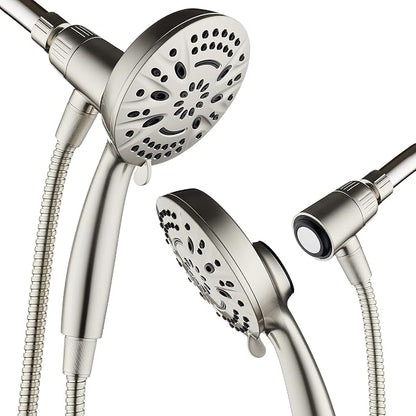 AquaDance New Magnetic Docking 8-setting High Pressure Handheld Shower Head | Space-age Magnetic Guidance Bracket System, Giant 5-inch Face, Extra-long 72-inch Stainless Steel Hose - Nickel