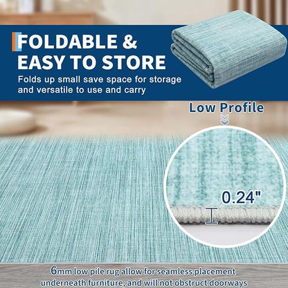 Garvee 9x12 Rug for Kids Room Machine Washable Area Rugs Large Solid Color Living Room Rug with Non Slip Backing, Stain Resistant Non Shedding Carpet Low Pile Soft Neutral Mats for Bedroom, Blue | Non Slip Backing Stain Resistant Non Shedding Low Pile ...