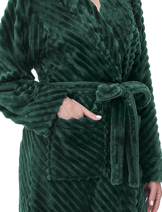 Yurhap Premium Robes for Women - Super Soft Cozy Fleece Womens Robe Plush Long Bathrobe