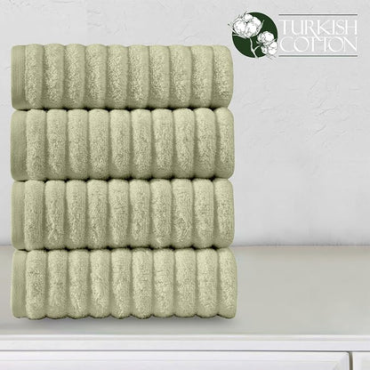 Elegant Comfort Luxury 100% Turkish Cotton Corduroy Ribbed 4 Pack Hand Towel Set 16 x 28 Inch - Absorbent, Super Soft, Quick Dry, Premium Towels for Bathroom, Gym, Spa and Hotel Use, Mint Green