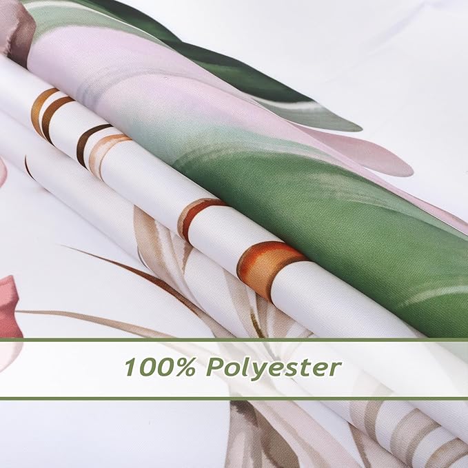 Tropical Leaves Shower Curtain, Pink and Green Palm Leaf Monstera Jungle Plant Shower Curtain for Bathroom Waterproof Polyester Fabric with 12 Hooks, 72 x 72 Inches
