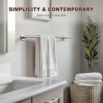 SEIDO 24 Inch Chrome Towel Bar for Bathroom Wall, Rustproof 304 Stainless Steel Towel Holder Rod with 21.4" Usable Length, 22lb Capacity Heavy Duty Towel Rack for Bathroom, w/All Mounting Hardware
