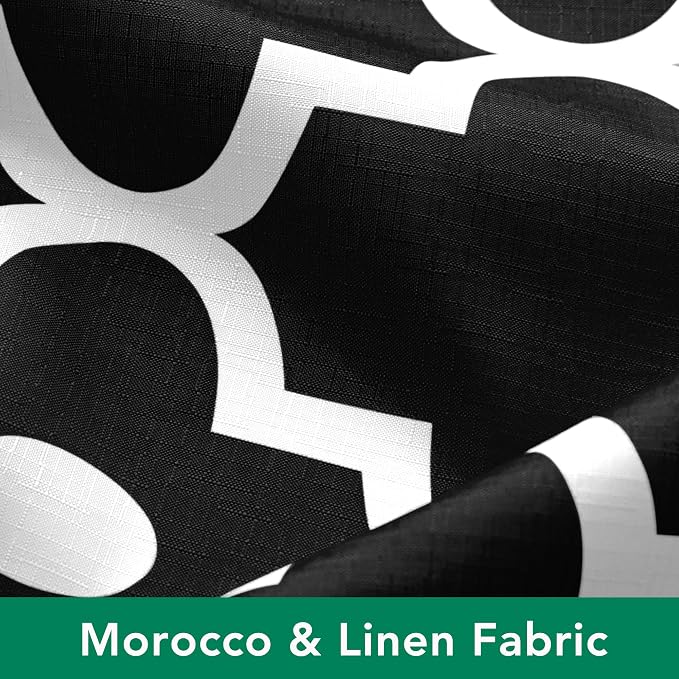 Fabric Modern Extra Long Shower Curtains for Bathroom-Black and White | 72"W x 84"L Textured Faux Linen Elegant Classic Moroccan Bath Decor-Hotel Quality Transitional Washable & Breathable Cloth