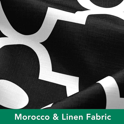 Fabric Modern Shower Curtain-Black and White Shower Curtains for Bathroom | 72"W x 72"L Textured Faux Linen Elegant Classic Moroccan Bath Decor-Hotel Quality Transitional Washable & Breathable Cloth