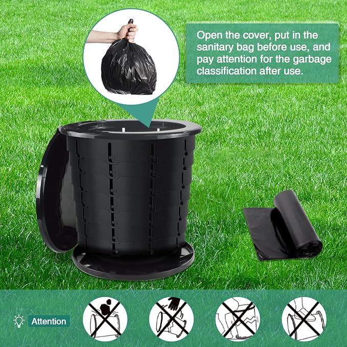 Portable Camping Toilet Bucket | Folding Retractable Potty for Adults With Bags | Outdoor Camp Boat Toilet