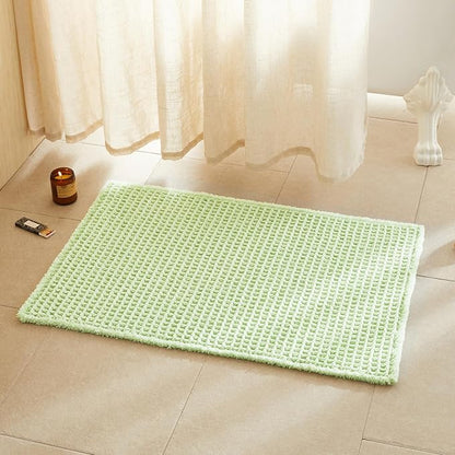 TYUU Waffle Bath Mat, Boho Bathroom Rugs Non Slip, 36x24 Pale Green | Super Absorbent Quick Dry Bath Rug, Non-Slip Backing, Soft Waffle Washable Farmhouse Bathroom Mats, Tub, Shower & Home Decor