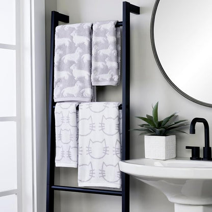SKL Home by Saturday Knight Ltd. Dog 2 Pc Hand Towel, Gray | 550 GSM weight. Plush & absorbent terry jacquard. For use in the bathroom, kitchen or bar. Great for pet lovers.