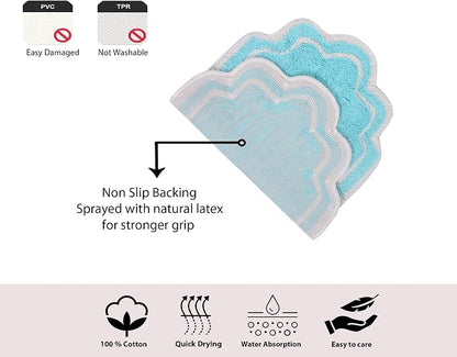 Home Weavers Allure Collection 100% Cotton Tufted Bathroom Rug, Soft and Absorbent Bath Rugs, Non-Slip Bath Carpet, Machine Wash Dry Bath Mats for Bathroom Floor, 21"x34" Bath Rug, Turquoise