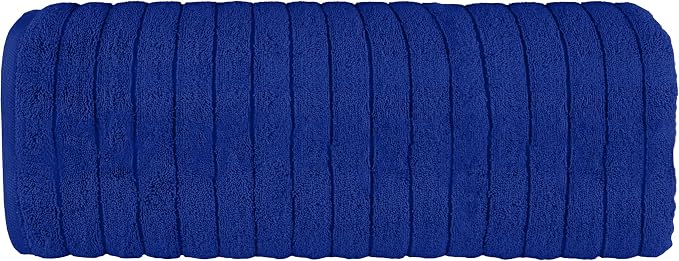 Elegant Comfort 100% Turkish Cotton Corduroy Ribbed Luxury Jumbo Bath Towel Ultra Soft - 35 x 70 Inch - Luxury Spa Premium Hotel Quality Highly Absorbent and Quick Dry Large Bath Towel, Royal Blue