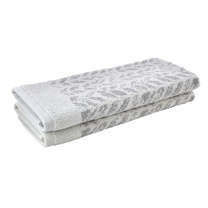 SKL Home Distressed Leaves Han Towel Set-2pc, 100% Turkish Cotton, Gray | 600 GSM weight. Spa-level quality. Soft & absorbent, reversible jacquard. For the bathroom, kitchen, bar or any sink space.