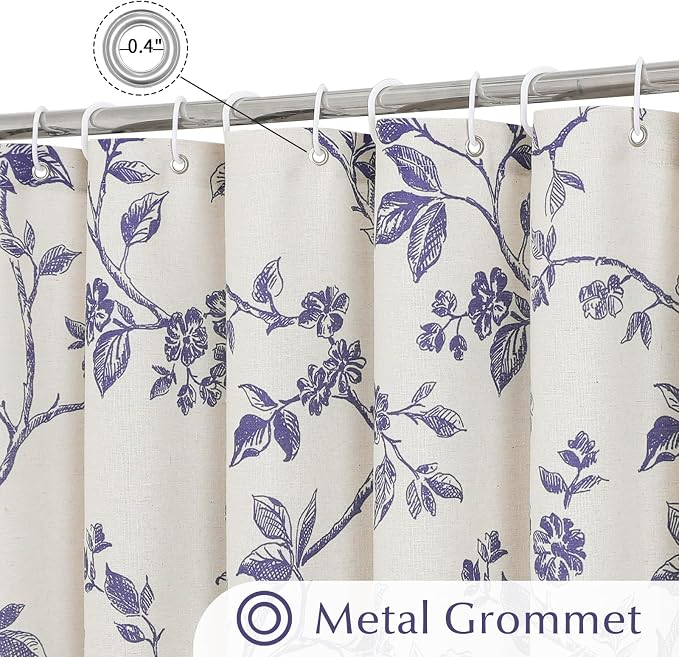 MitoVilla Small Stall Shower Curtain Set 36 x 72, Narrow Half Cotton Floral Cottagecore Spring Shower Curtains for Bathroom, Modern Farmhouse Country Plant Leaves Bathroom Décor
