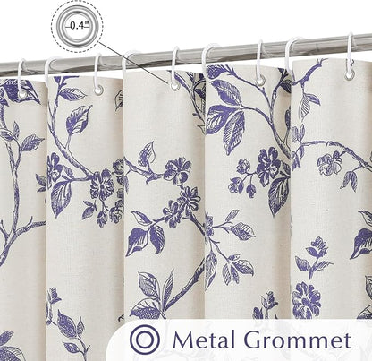 MitoVilla Small Stall Shower Curtain Set 36 x 72, Narrow Half Cotton Floral Cottagecore Spring Shower Curtains for Bathroom, Modern Farmhouse Country Plant Leaves Bathroom Décor