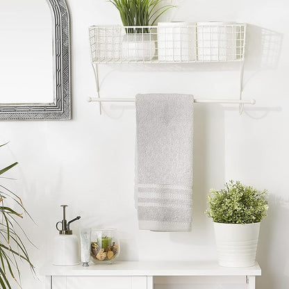 DII Rustic Farmhouse Bathroom Décor, Metal Storage, Large Towel Bar, Antique White