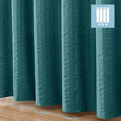 Aiyufeng Turquoise Shower Curtain for Bathroom, Embossed Textured Fabric Shower Curtain for Bathroom - Soft Cloth & Hotel Spa, Machine Washable, 72X84, Turquoise