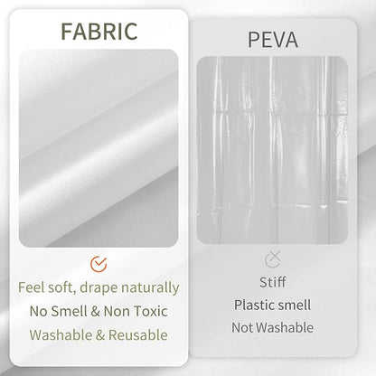 ALYVIA SPRING 72x80 Long Waterproof Fabric Shower Curtain or Liner White | 2 Magnets, Soft Cloth & Hotel Quality, Machine Washable, Light-Weight, Long Size
