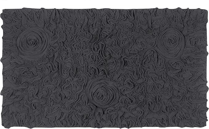 Home Weavers Bell Flower Collection 100% Cotton Tufted Bath Rugs, Extra Soft and Absorbent Bath Rugs, Non-Slip Bath Mats, Machine Washable, Bath Mats for Bathroom Floor, 24"x40" Rectangle, Gray