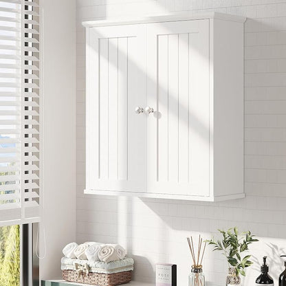 Bathroom Wall Cabinet, Bathroom Cabinet Wall Mount, Over the Toilet Space Saver Storage Cabinets, White Medicine Cabinets with 2 Doors