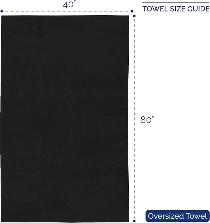 Elegant Comfort Premium Super Soft Highly Absorbent 1 Piece Oversized Bath Sheet - 40" x 80" inch, Luxurious Hotel Spa Quality 100% Turkish Cotton Extra Large Bath Towels for Adults, Black