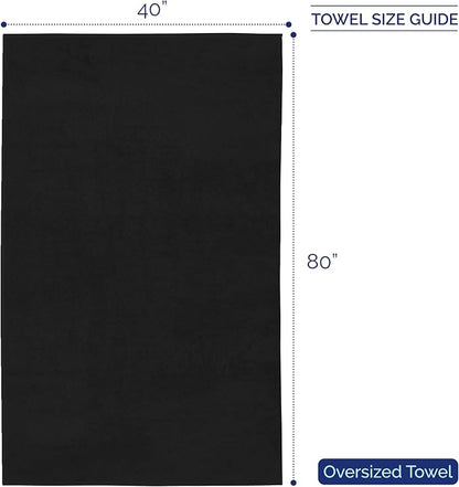 Elegant Comfort Premium Super Soft Highly Absorbent 1 Piece Oversized Bath Sheet - 40" x 80" inch, Luxurious Hotel Spa Quality 100% Turkish Cotton Extra Large Bath Towels for Adults, Black