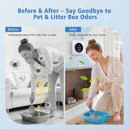 Cat Litter Deodorizer for Litter Box, Ionizer Air Purifier for Pet Odor Eliminator, Helps Reduce Cat Litter Smell & Pet Odors, Quiet Odor Control for Bathroom, Kitchen, Bedroom & Small Spaces(1)