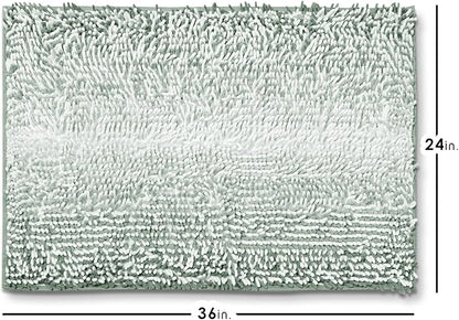 Hearth & Harbor Bathroom Rugs, Chenille Bath Mat - Machine Washable Bath Mats for Bathroom Non-Slip Backing Rubber, Quick Dry Bathroom Mat, 24 x 36 - Ombre Green