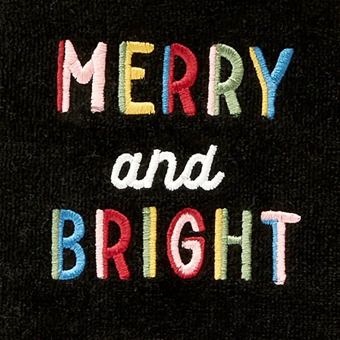 SKL Home Christmas Rainbow Merry Hand Towel Set-2pc, 100% Cotton, Black | Soft, embroidered velour. Great for the bathroom, kitchen or bar & holiday gifting.