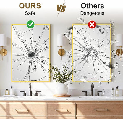 Bathroom Vanity Mirror for Over Sink, 30x20 Inch Matte Gold Mirror | Shatterproof Tempered Glass, Anti-Rust Metal Frame, Rectangle Wall Mirrors for Bedroom, Living Room & Entryway