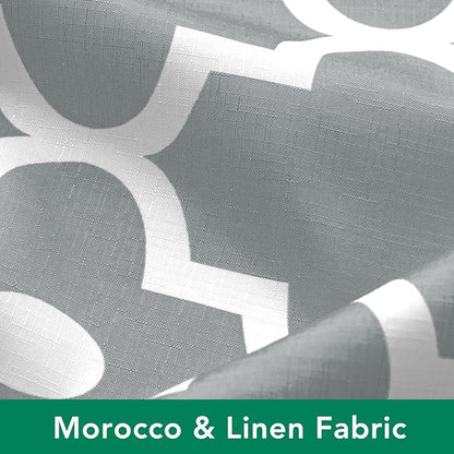 Fabric Modern Extra Long Shower Curtains for Bathroom-Silver Grey & White | 72"W x 84"L Textured Faux Linen Elegant Classic Moroccan Bath Decor-Hotel Quality Transitional Washable & Breathable Cloth
