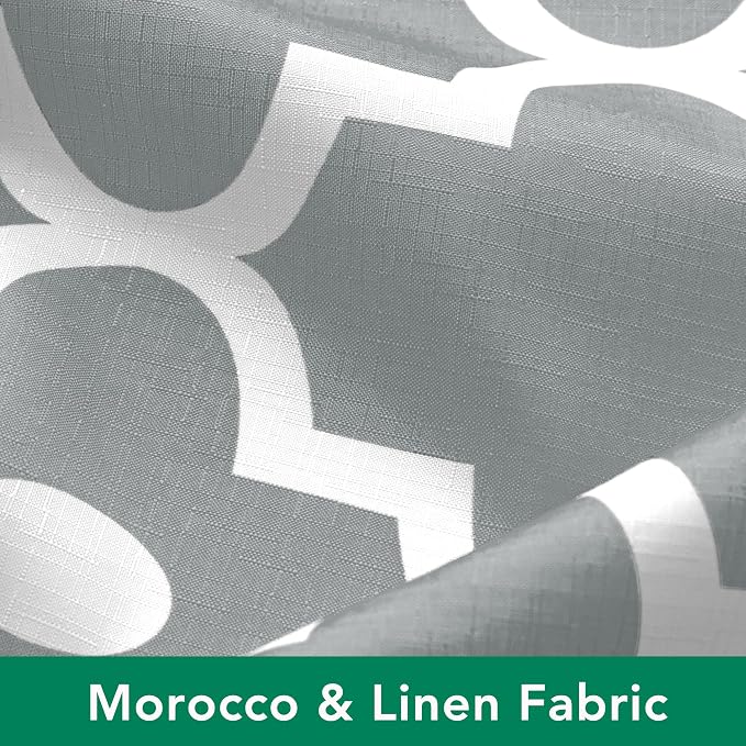 Fabric Modern Shower Curtain-Silver Grey & White Shower Curtains Bathroom | 72"W x 72"L Textured Faux Linen Elegant Classic Moroccan Bath Decor-Hotel Quality Transitional Washable & Breathable Cloth