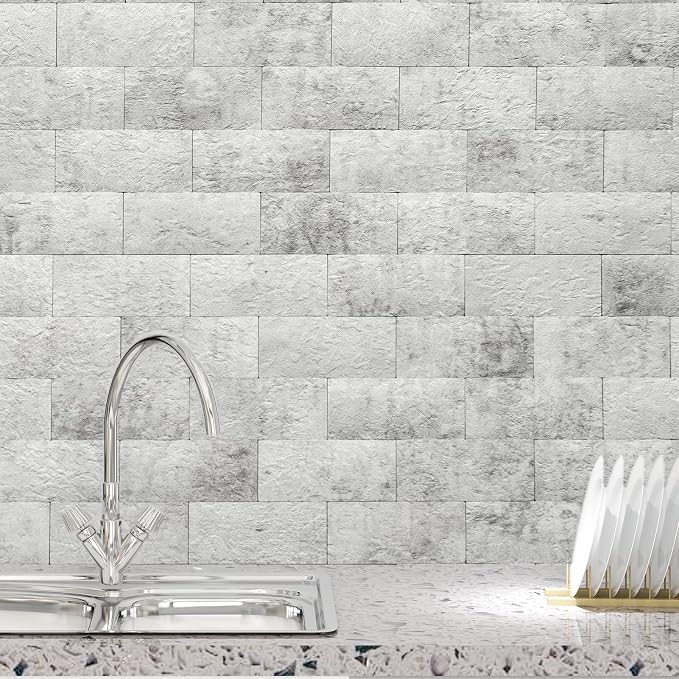 Art3d Peel and Stick Backsplash, Stick on Wall Tile, 10-Pack, Natural White | PVC, Self Adhesive, Splash Resistant, Multi-Surface Compatibility, Ideal for Kitchens, Fireplaces, Stair Areas