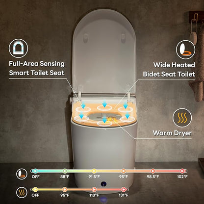 ADA Smart Toilet Bidet with Auto Open Close Heated Seat(K050Pro) | Bidet Toilet with Tank, 1000g MaP Quiet Flush, Comfort ADA Seat, Foam Shield, Dryer, Foot Sensor, Auto & Blackout Flush