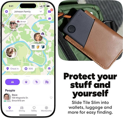 Life360 Tile Slim - Wallet Finder, Bluetooth Tracker and Item Locator for Luggage Tags, Passports and More. Both iOS and Android Compatible. Phone Finder. 2-Pack (Black)