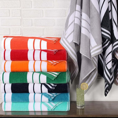 Superior Cotton Cabana Striped Beach Towels, Colorful Towels for Adult, Kid, Pool, Swimming, Sand, Travel, Large Oversized, Absorbent, Fast Drying, Bath Basics, Cabana Collection, 1 Piece, Red