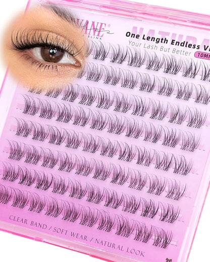 Natural Lash Clusters Only 10mm Lash Extensions Wispy Eyelash Clusters Velure Cluster Eyelash Extensions with Clear Band C Curl Individual Lashes Essential Length for Daily Lash Extensions