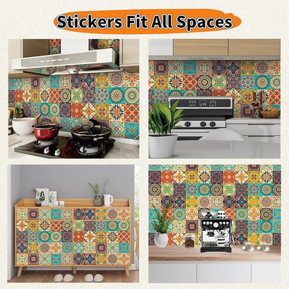 24 PCS Peel and Stick PVC Tile Stickers Waterproof Removable | for Kitchen Bathroom Backsplash, Waterproof Self-Adhesive Removable Decals, Easy DIY Decor, Smooth Surfaces, 3.94x3.94in